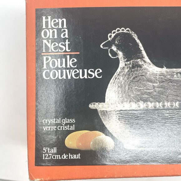 Vintage Indiana Clear Glass Hen Chicken on Nest Candy Dish With Original Box - Picture 15 of 15